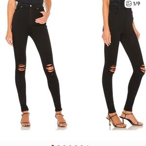 Dr Denim Moxy black ripped, skinny jeans, high waisted. Size S